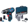 BOSCH GSB 12V-15 Cordless Combi with 36 accessories (including 2 x 2.0 Ah Batteries and charger) in soft bag