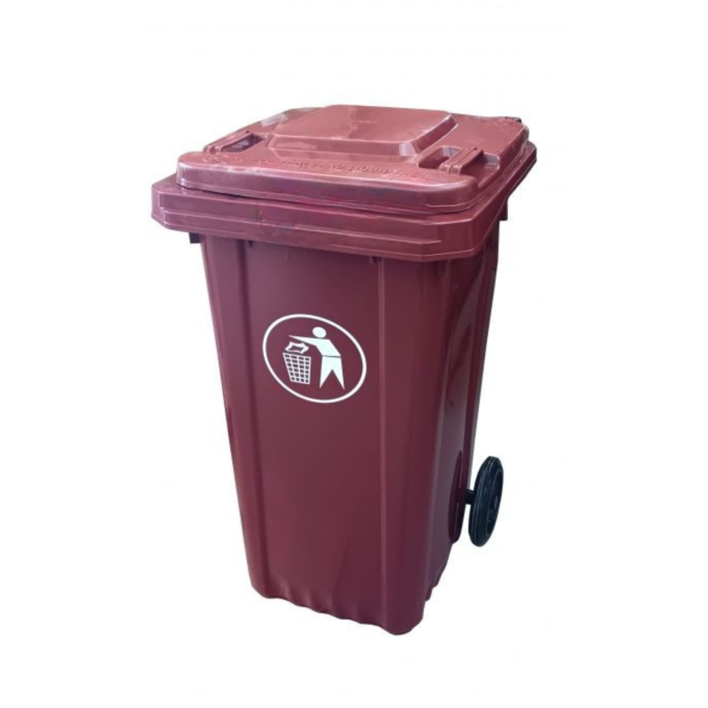 Brown Plastic Recycling Bin 120L with Wheels