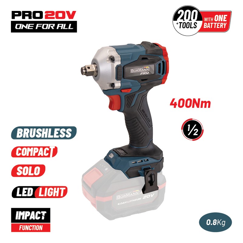 Bormann Pro BBP5123 Impact Wrench Compact  Brushless 20V,Li-Ion SOLO