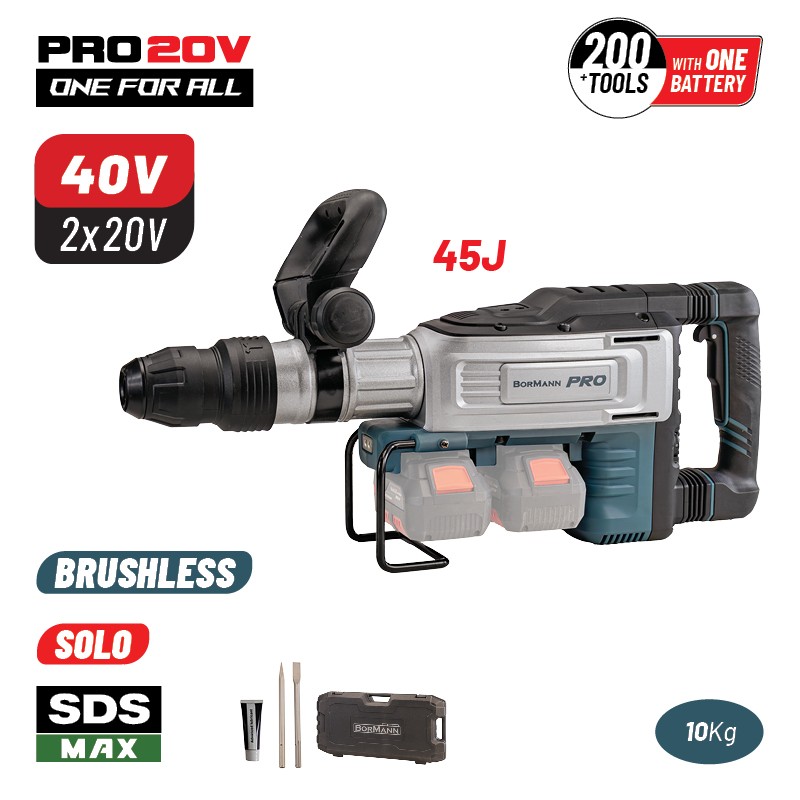 BORMANN Pro BBP5320 Cordless Brushless Demolition Hammer 40V (20+20),SDS-MAX, SOLO